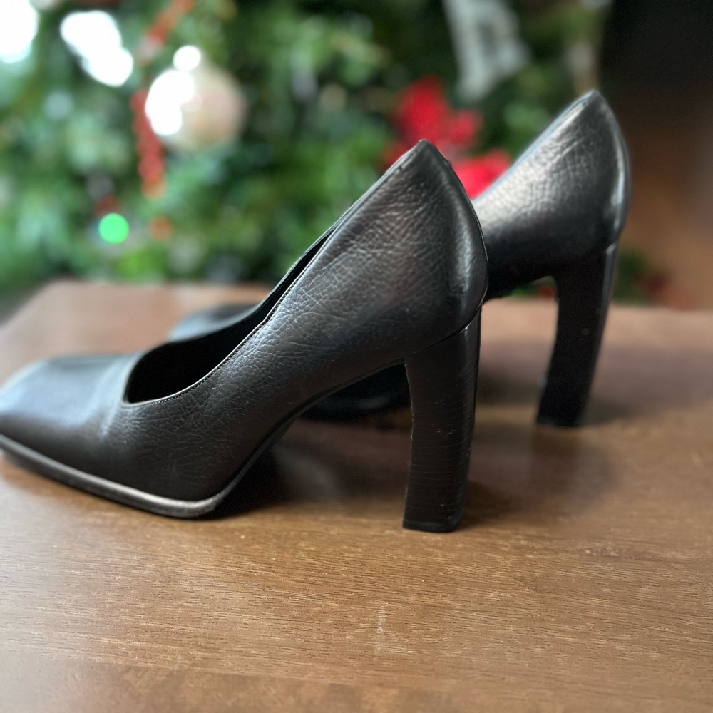 Gucci Black Square Toe Leather Heels 6 1/2 - Picture 4 of 11
